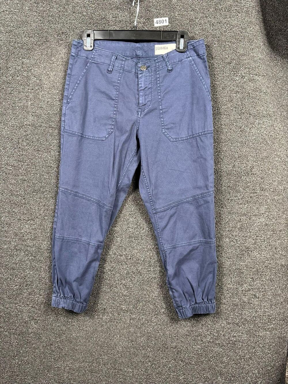 Pistola Pants Womens 28 Blue Jogger Utility Cargo Elastic Cuff Stretch Casual